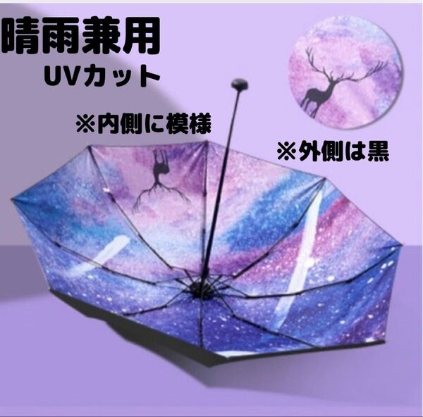 晴雨兼用 折りたたみ傘 中に模様 自動開閉 8本骨 ワンタッチ 雨傘 日傘 UPF50+ UVカット 梅雨 紫外線対策 日除け