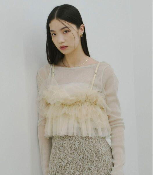 Olu. オルドット チュール ビスチェ ベージュ beige トップス レイヤード キャミソール