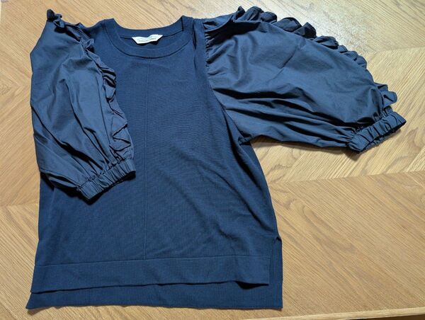 グレディブリリアン パフスリーブニット 5分袖 ネイビー TORRAZZO DONNA