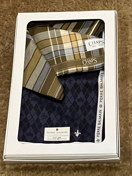 CHAPS & PIERRE BALMAIN ハンカチ セット 紳士 綿100 プレゼントにも 化粧箱入り