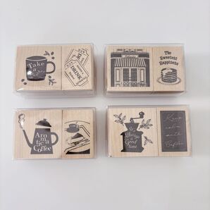 セリア ラバースタンプ アンティークカフェ 4種類セット