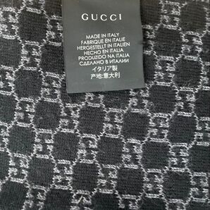 GUCCI マフラー ウール GG柄 ブラック