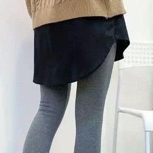 大きいサイズ3L◇お尻が隠れるシャツ風 重ね着スカート 履くだけでチュニックに♪/オーバースカート ウエストゴム