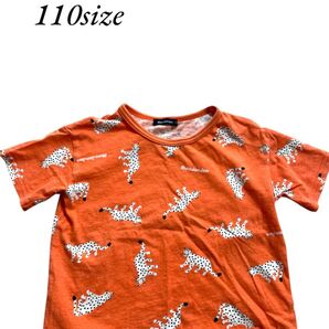 moujonjon Tシャツ 110サイズ オレンジ ヒョウ柄 ムージョンジョン 子供服 半袖 夏