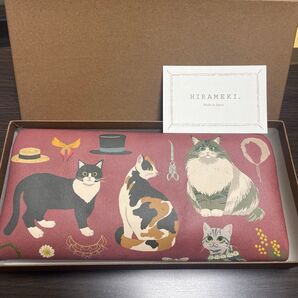 【 HIRAMEKI】 長財布 ラウンドファスナー 本革|バースデーキャッツ クリスマス限定カラー