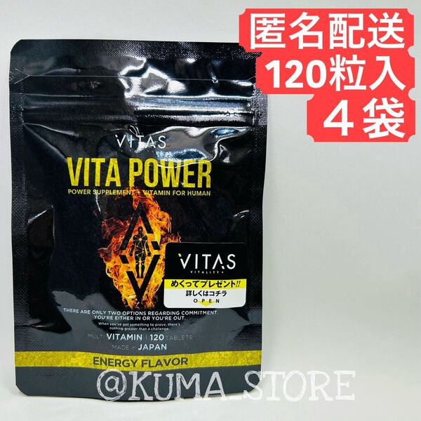 4袋 VITAS バイタス VITA POWER ビタパワー マカ 亜鉛 マルチビタミン 120粒 サプリメント