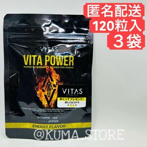 3袋 VITAS バイタス VITA POWER ビタパワー マカ 亜鉛 マルチビタミン 120粒 サプリメント