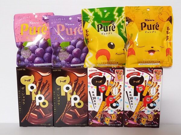 カンロのピュレグミとロッテのトッポのセット