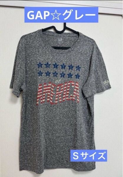 【GAP ☆アメリカ国旗デザイン Tシャツ グレーSサイズ】