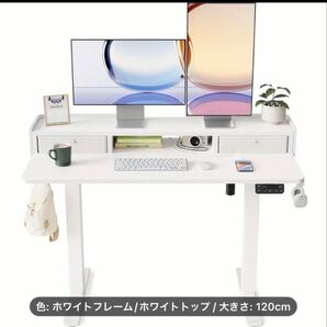 イハヨ ローデスク 高さ 46-72cm 幅 120cm 奥行き 60cm 電動ゲーミングデスク 垂直昇降デスク 昇降デスク