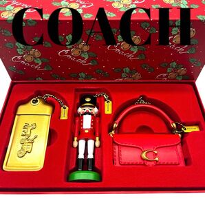 未使用級 非売品 COACH コーチ オーナメント チャーム クリスマス タビー ナッツクラッカー人形