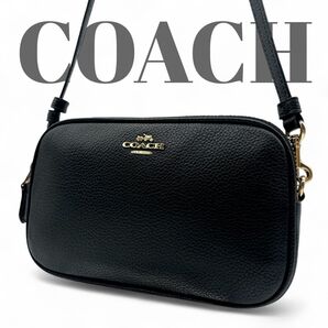 未使用級 COACH コーチ カメラバッグ ショルダーバッグ レザー ブラック 0760