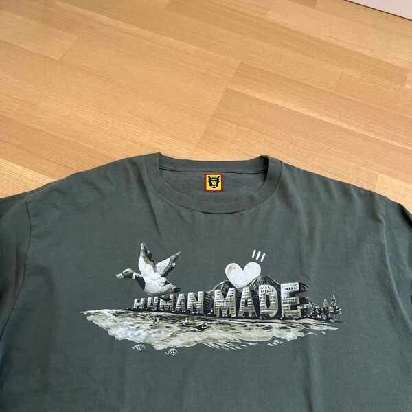 HUMAN MADE ヒューマンメイド XXL カモ ロゴ ロンT カットソー カーキ 1回着
