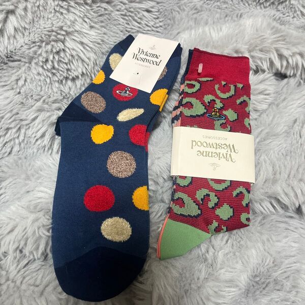 Vivienne Westwood ヴィヴィアンウエストウッド 新品 靴下 ソックス オーブ ドット レオパード