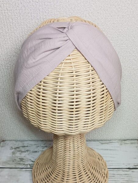 ハンドメイド クロスターバン ワッシャー生地 ライラック 綿100% 薄手