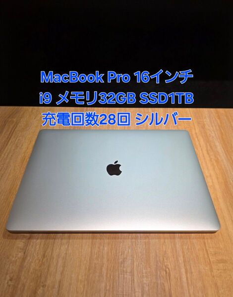 MacBook Pro 16インチ i9 メモリ32GB SSD1TB シルバー 充電回数28回