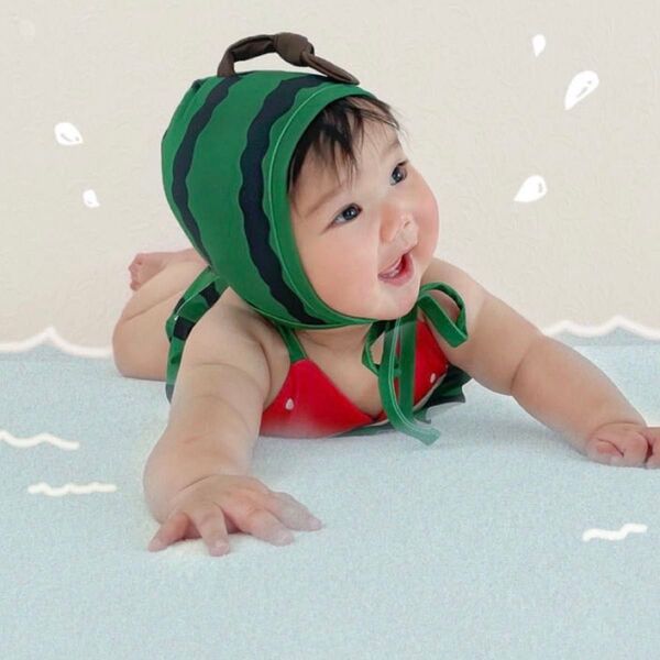 子供 水着 80 キッズ スイカ 映え 3点セット ビキニ 海 暑中見舞い