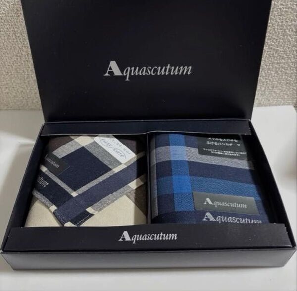 新品 アクアスキュータムAquascutum 紳士ハンカチ メンズハンカチ 2枚セット スマホもメガネもふけるハンカチーフ1枚