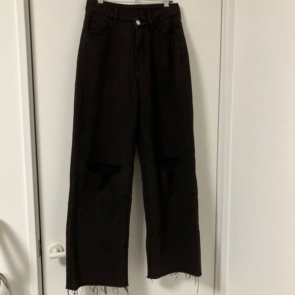Dazy ブラック系ダメージデニムパンツ M レディース SHEIN シーイン ボトムス ジーパン ジーンズ