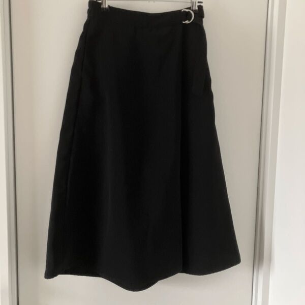美品 GU ジーユー 巻きスカート風ガウチョパンツ レディース S ブラック 黒 サイドポケット有り ウエストゴム