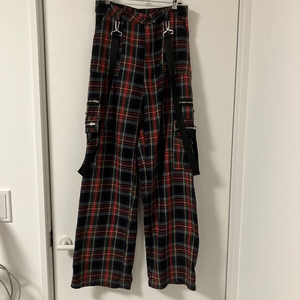 ROMWE ロムウェ チェックパンクパンツ S パンク 地雷系 ファスナー SHEIN シーイン