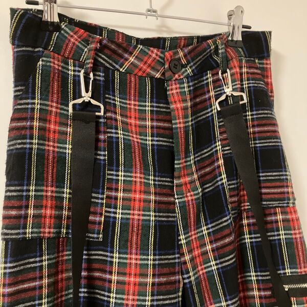 ROMWE ロムウェ チェックパンクパンツ S パンク 地雷系 ファスナー SHEIN シーイン
