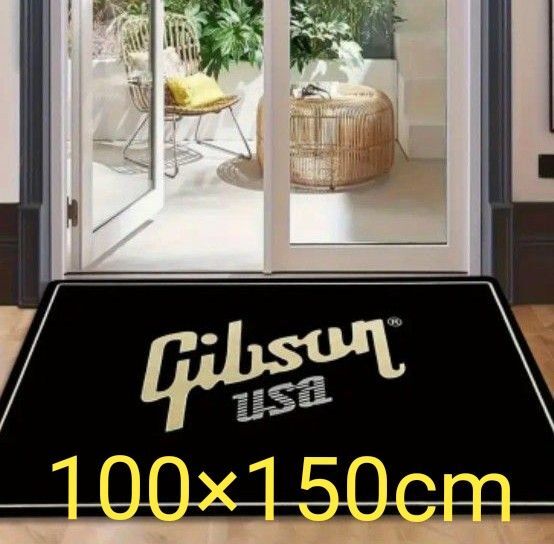 【新品】Gibson ギブソン ラグ マット カーペット インテリア ギター アメリカン 特大 大判 滑り止め スタジオ BAR