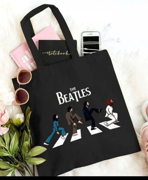 【新品】BEATLES ビートルズ トートバッグ エコバッグ アビーロード パロディ ユニーク おもしろ キャンバス