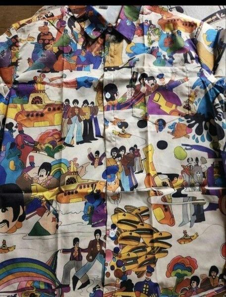 【新品】BEATLES ビートルズ シャツ L XL 相当 アロハ イエローサブマリン 総柄 アメリカンM