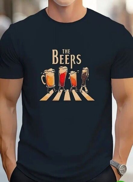 【新品】BEATLES ビートルズ アビーロード パロディー おもしろT Tシャツ BEERS L 相当