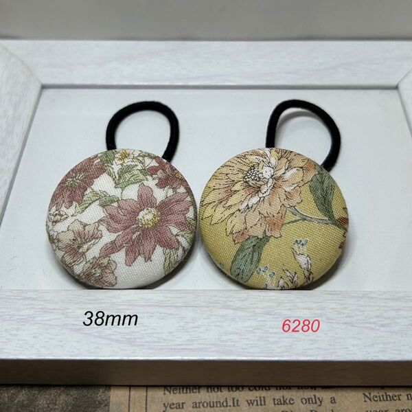 6280 くるみボタン ヘアゴム ハンドメイド