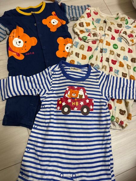 ホットビスケッツ くま ミキハウス ロンパース カバーオール 長袖 3枚 まとめ売り