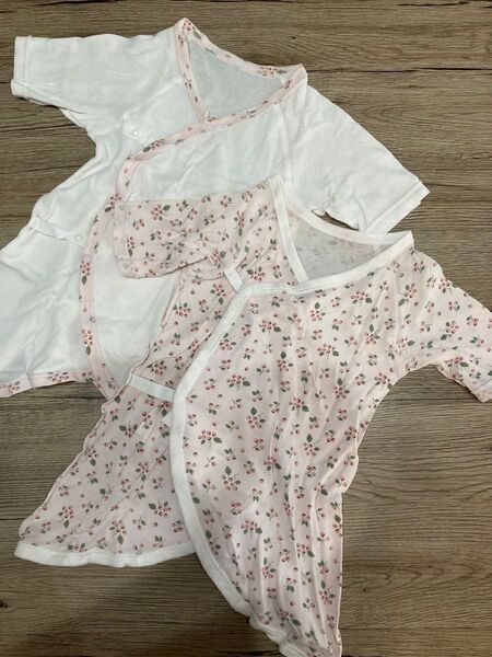 新生児 コンビ肌着 50-60 木のみ柄 2枚セット