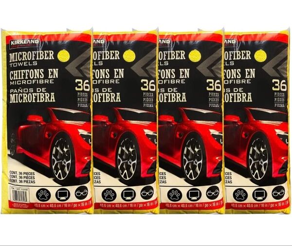 【4個セット】カークランド マイクロファイバータオル 36枚入り×4 コストコ 洗車セット