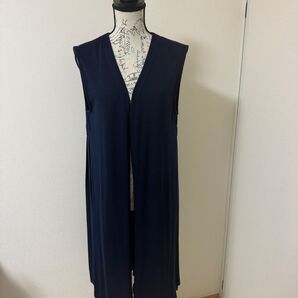 ロングジレ バックプリーツ ネイビー Lサイズ