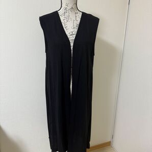 ロングジレ バックプリーツ ブラック Lサイズ