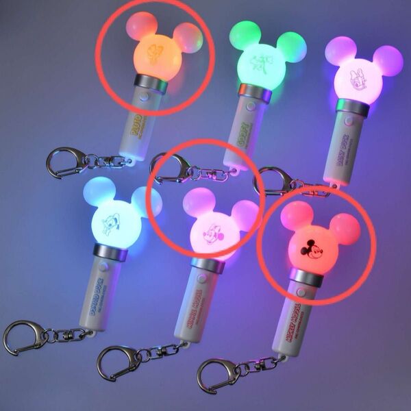 ディズニー ペンライトキーチェーン 3種類 プルート ミッキー ミニー