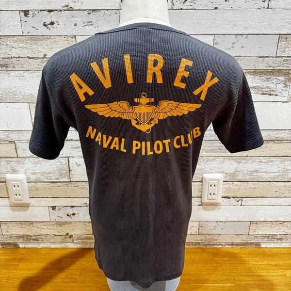 【AVIREX】 ワッフルバックプリントTシャツ Mサイズ