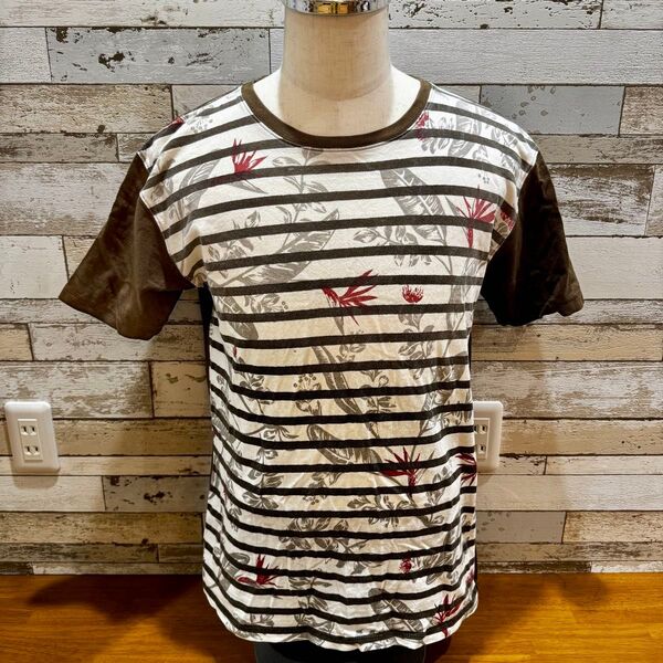 【AVIREX】ボタニカルボーダーTシャツ Lサイズ