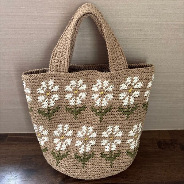 ハンドメイド かぎ編み デイジーのハンドバッグ ⑩