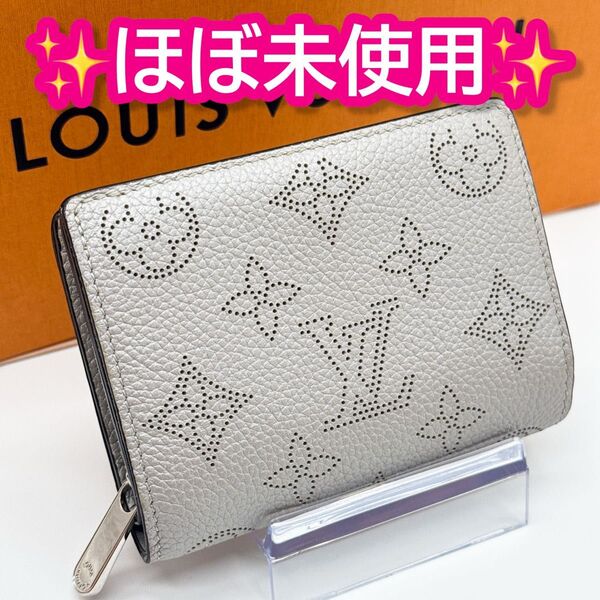ルイヴィトン モノグラム マヒナ ポルトフォイユ クレア 財布 グレージュ レザー ウォレット ラウンドファスナー