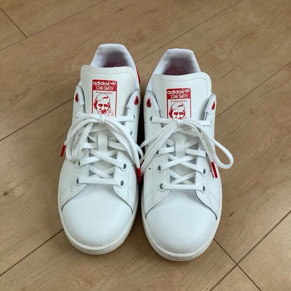 adidas スタンスミス 白&オレンジ 22.5cm レディースシューズ USED 美品