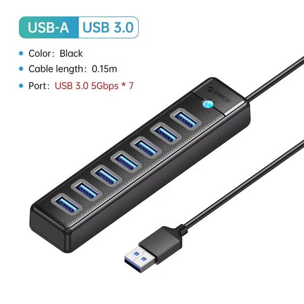 ORICO USB3.0 USBハブ 7ポート 15cm セルフパワー