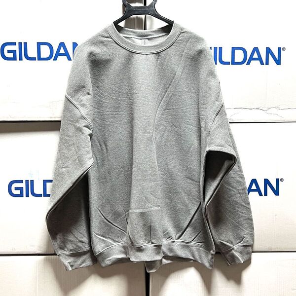 GILDAN スポーツグレー XL 灰色 セットイン トレーナー スウェット ギルダン 無地 長袖 裏起毛
