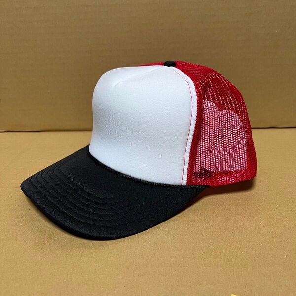 OTTO メッシュキャップ スリートーン 黒白赤 ブラック ホワイト レッド オットー CAP 帽子 無地 野球帽