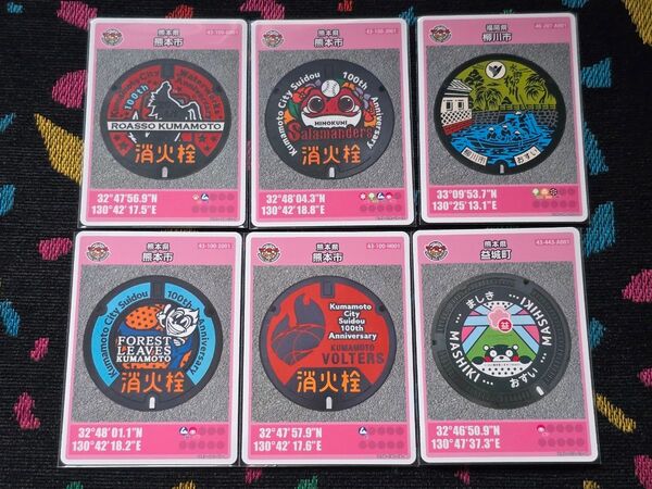 マンホールカード 第25弾 熊本市4種・柳川市・益城町 6枚セット 傷なし美品