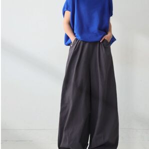 育てるリネン サーカスパンツ バレルレッグ パンツ チャコールグレー