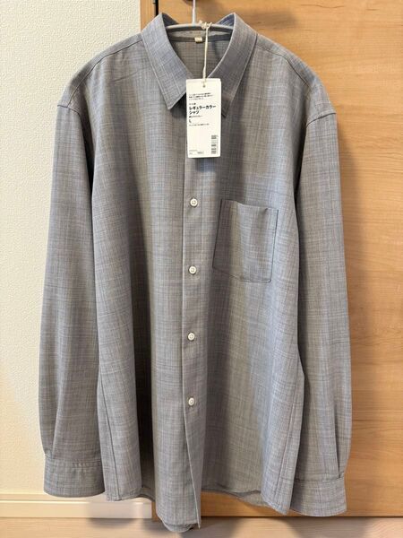 MUJI Labo ウール混レギュラーカラーシャツ L グレー