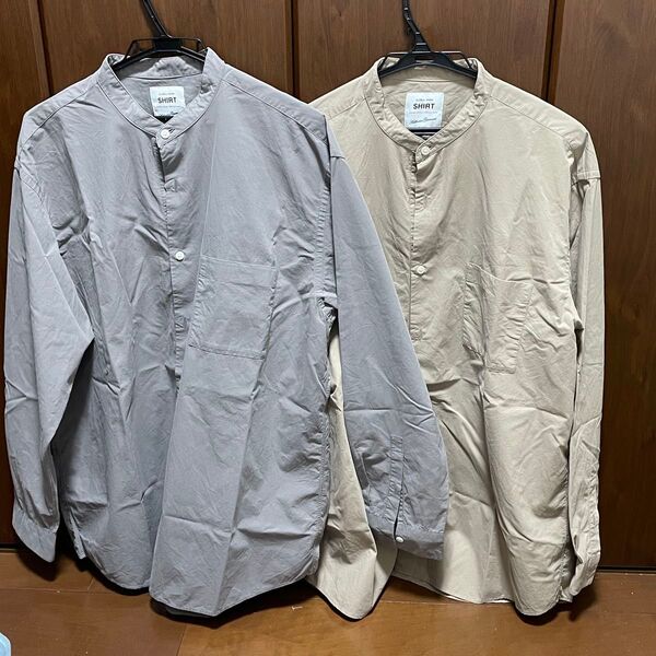 GLOBAL WORK ファインスムースバンドカラーシャツ XL 2枚セット