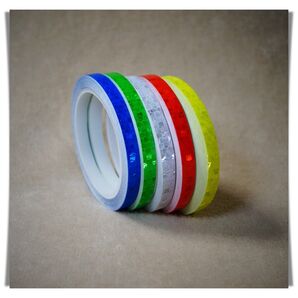 反射テープ【赤、青、黄、白、緑】5色 5ロールセット 蛍光 新品 10mm×8m
